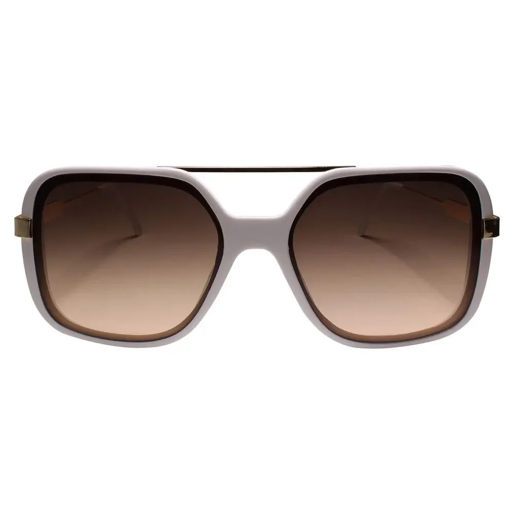 Oversized Stylish Square White and Gold Sunglasses